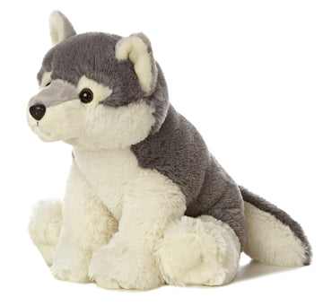 Aurora Huggable Destination Nation Wolf Stuffed Animal - Global Exploration - Learning Fun - Gray 12 Inches