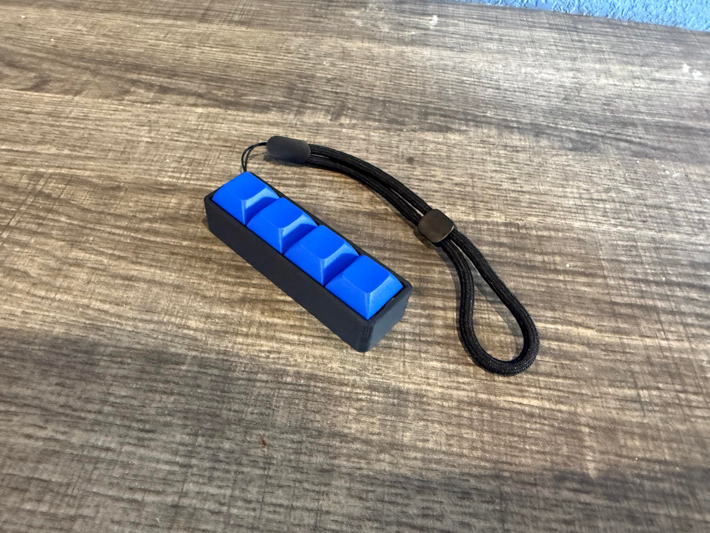 Four-Button Clicky Mechanical Switch Fidget Toy | Stim Toy, Stress Relief, Adhd (Black Base, Blue Keycaps)
