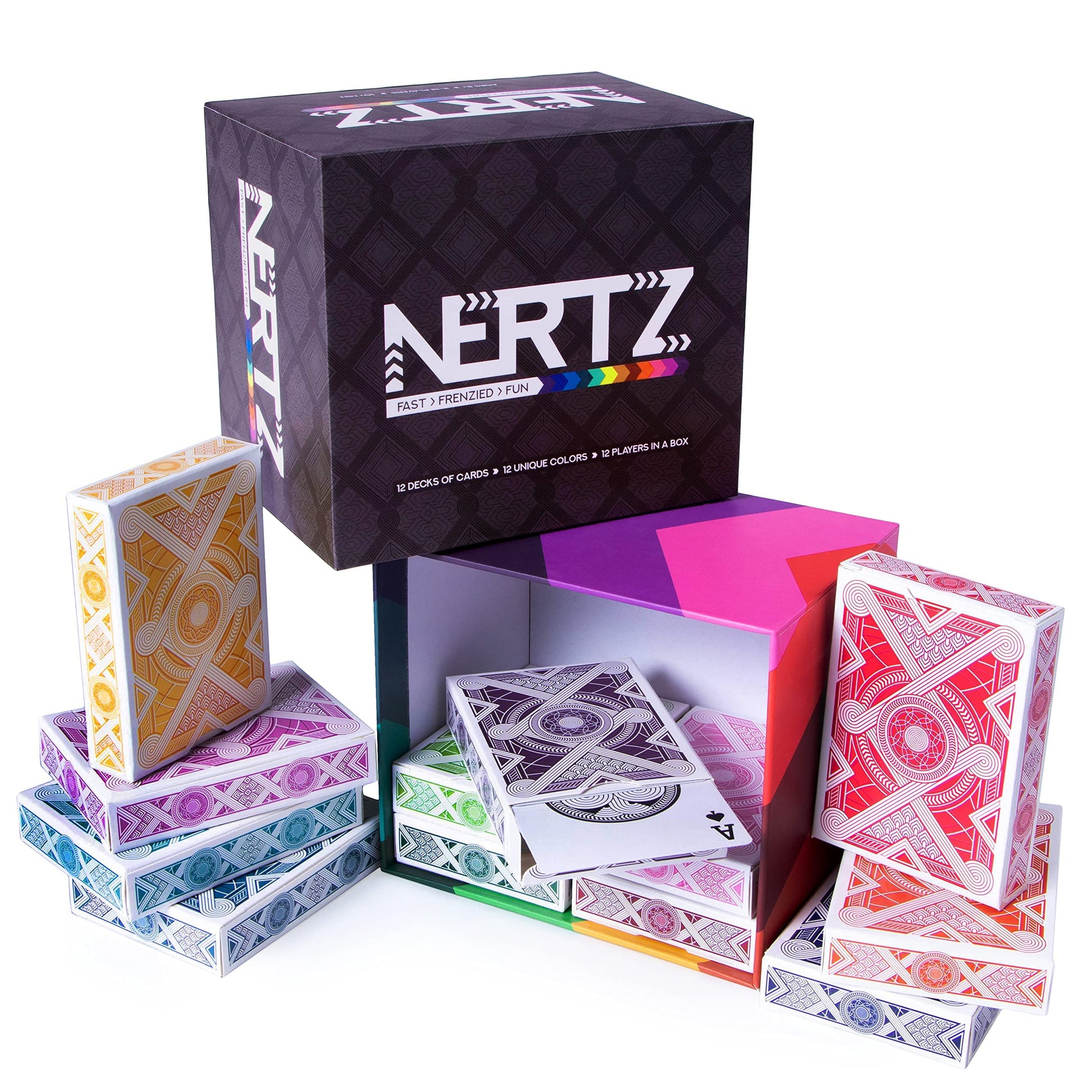Brybelly Nertz Card Game 12 Decks Of Standard 3.5 X 2.5 Wide Poker Cards - Playing Cards 12 Pack For Dutch Blitz Card Game With 12 Unique Colors