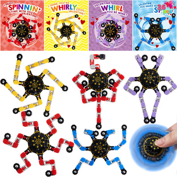 Joyin 36 Packs Valentine'S Day Gift Cards With Fidgets Spinners, Deformable Diy Spinners Fingertip, Stress Relief Fidget Toys Fo