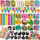 BenLouis 108Pcs Hawaiian Luau Party Favors Aloha Summer Tropical Tiki Theme School Stationery Set Bulk for Kids Beach Pool Birth