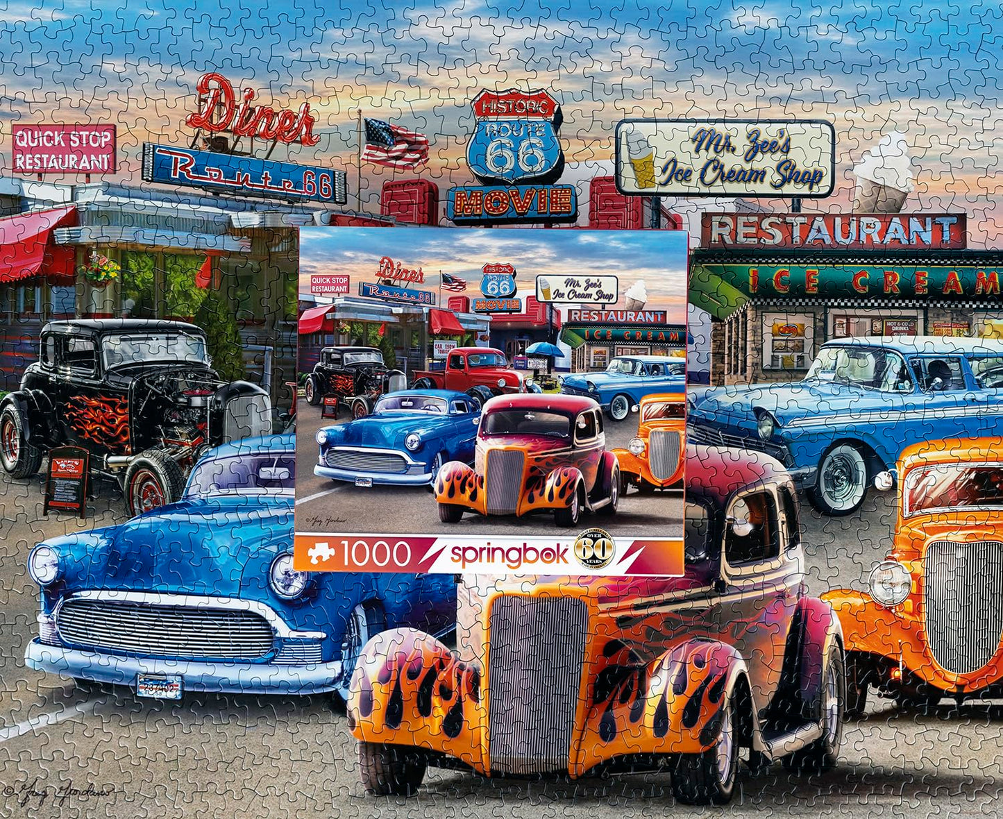 Springbok 1000 Piece Classic Car Puzzle - Hot Rods & Classic Cars - Made in USA - Cardboard