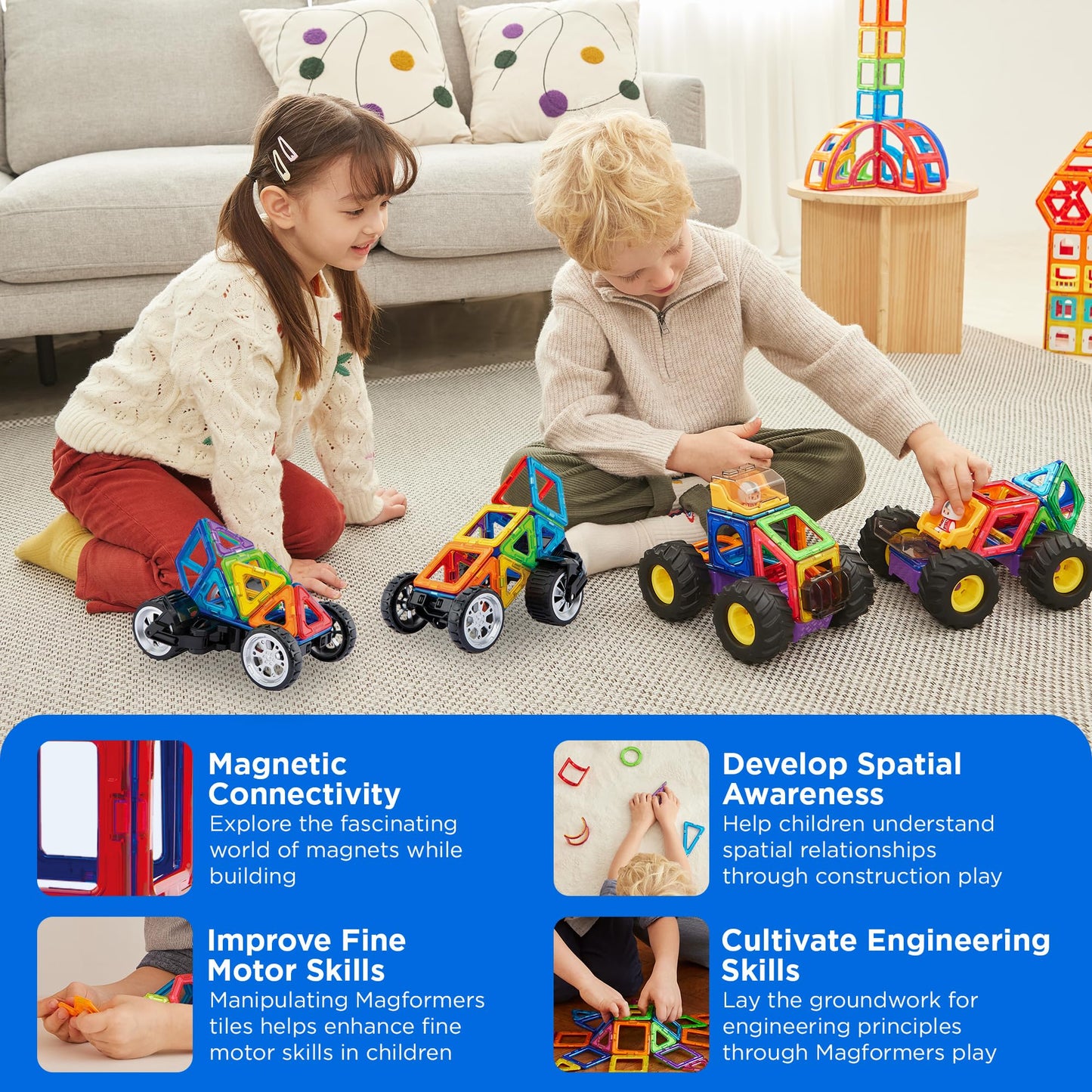 Magformers Amazing Transform 17Pc Wheel Set | Magnetic Tiles For Stem Development, And Critical Thinking | Magnetic Blocks And Building Tiles To Develop Problem-Solving Ability And Shape Recognition