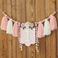 HODIHIWI Handmade Wildflower 1st Birthday HighChair Banner Pink White Party Decoration For Girls Wall Hangings Decorative