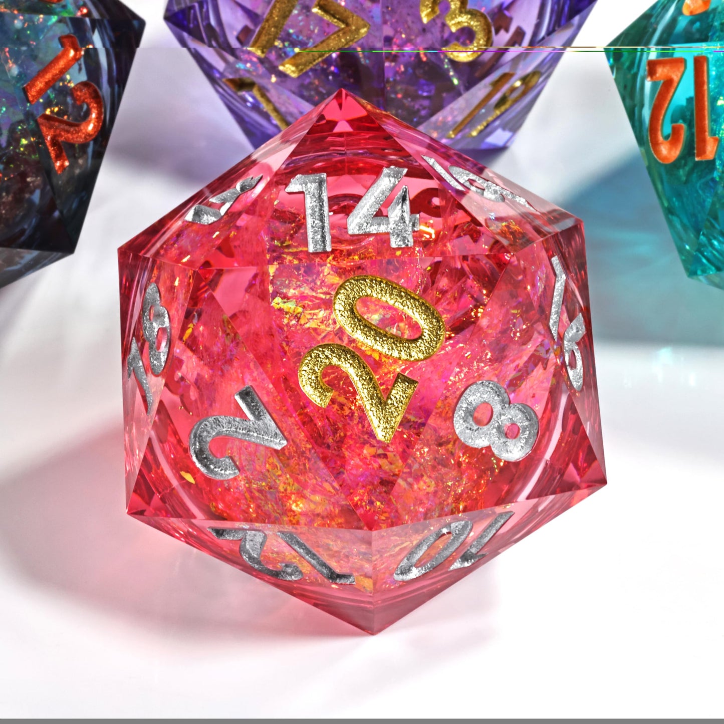 Mini Planet 50mm Chonk D20 Liquid Core Role Playing Table Games DND Polyhedral RPG MTG Dice Raspberry