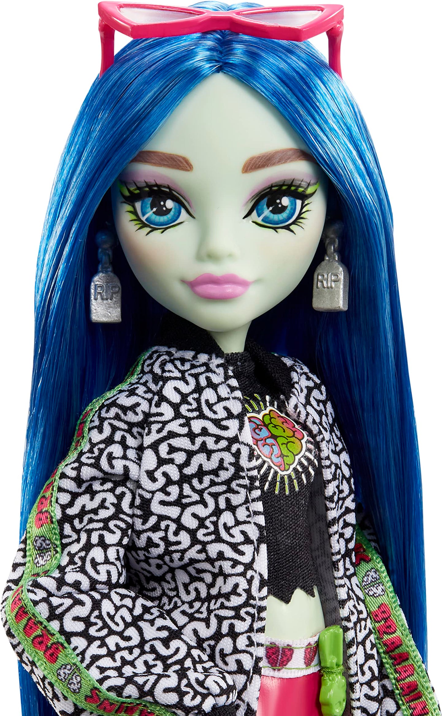 Monster High Ghoulia Yelps Doll - 10.3" Posable, Blue Hair, Multicolor, Model HHK58, Includes Pet & Accessories