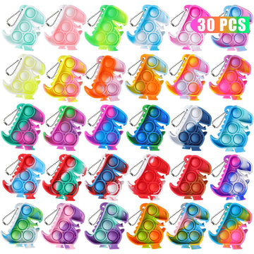 Dinosaur Party Favors Pop Fidget Toys Bulk Its 30Pcs Dino Party Favors For Kids 4-8 Supplies Mini Pop Keychain It Fidget Toy Packs Fidgets For Classroom Prizes Birthday Decorations Goodie Bag Stuffers