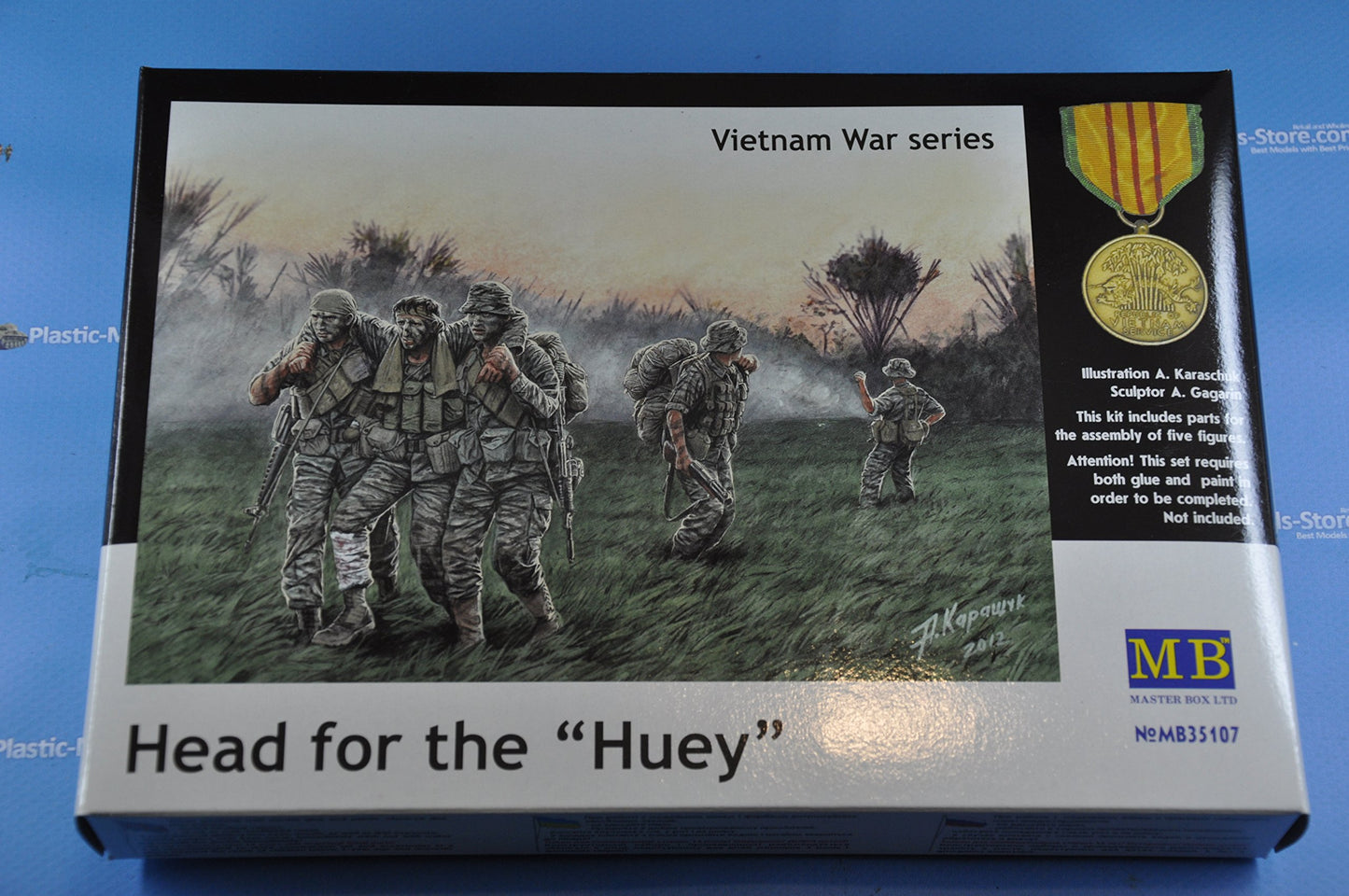 Master Box Head For The Huey, Vietnam War Series 5 Figures 1/35 35107