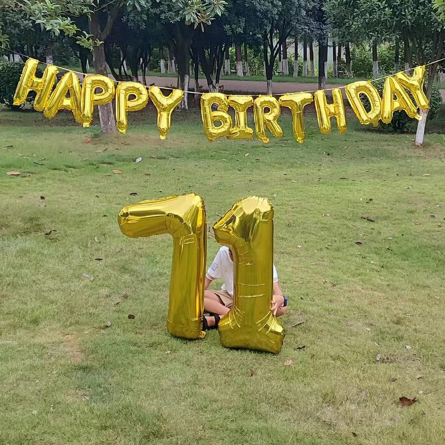 SHUNTAI 71st Birthday Decorations - Gold Jumbo 71 Foil Mylar Balloons with Happy Birthday Banner for Men Women, Model SHUNTAI-N71