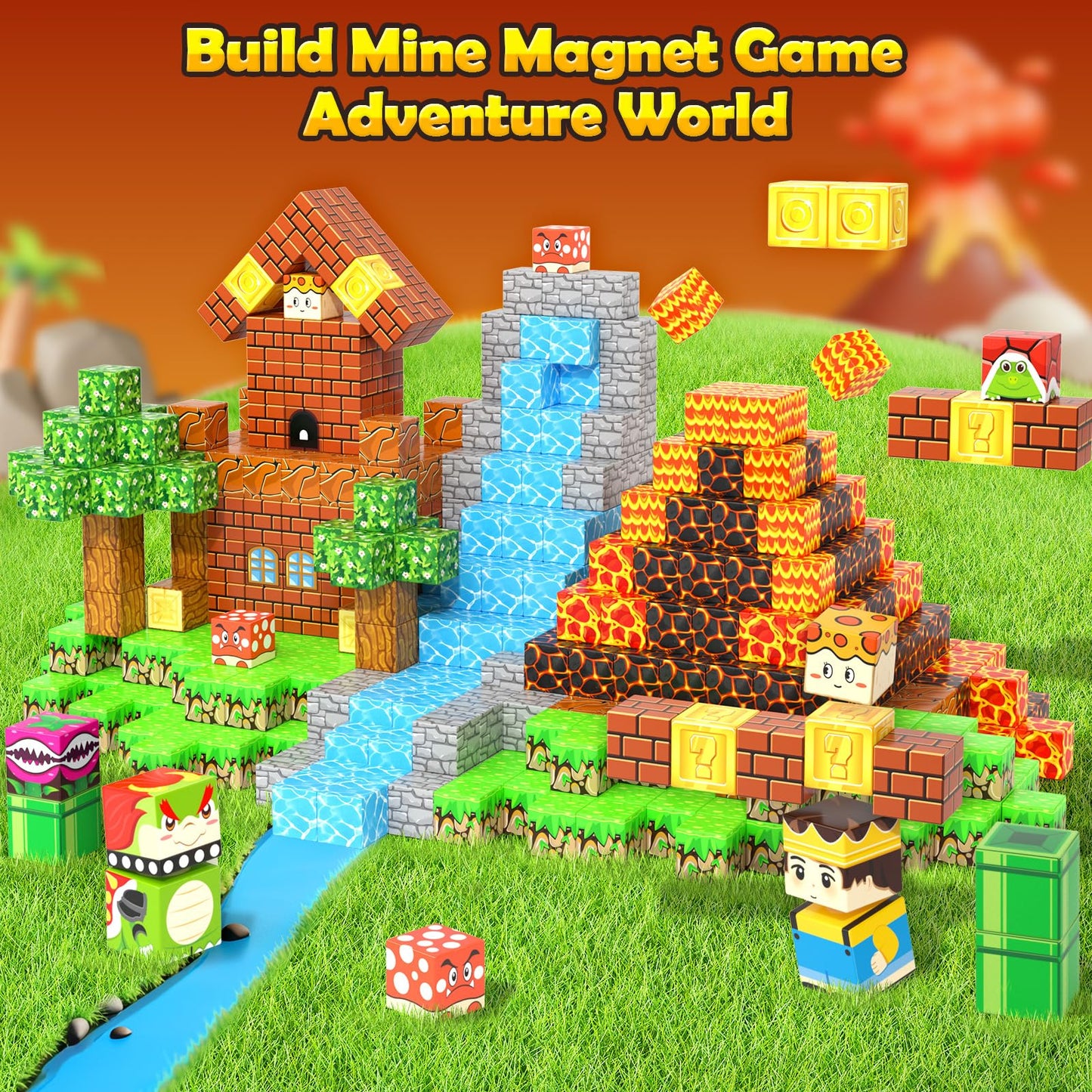 100Pcs Magnetic Blocks Magnetic Building Blocks Sensory Toys For Kids Ages 3-5 6-8 8-12 Kids Game Toys For 3+ Year Old Boys & Gi