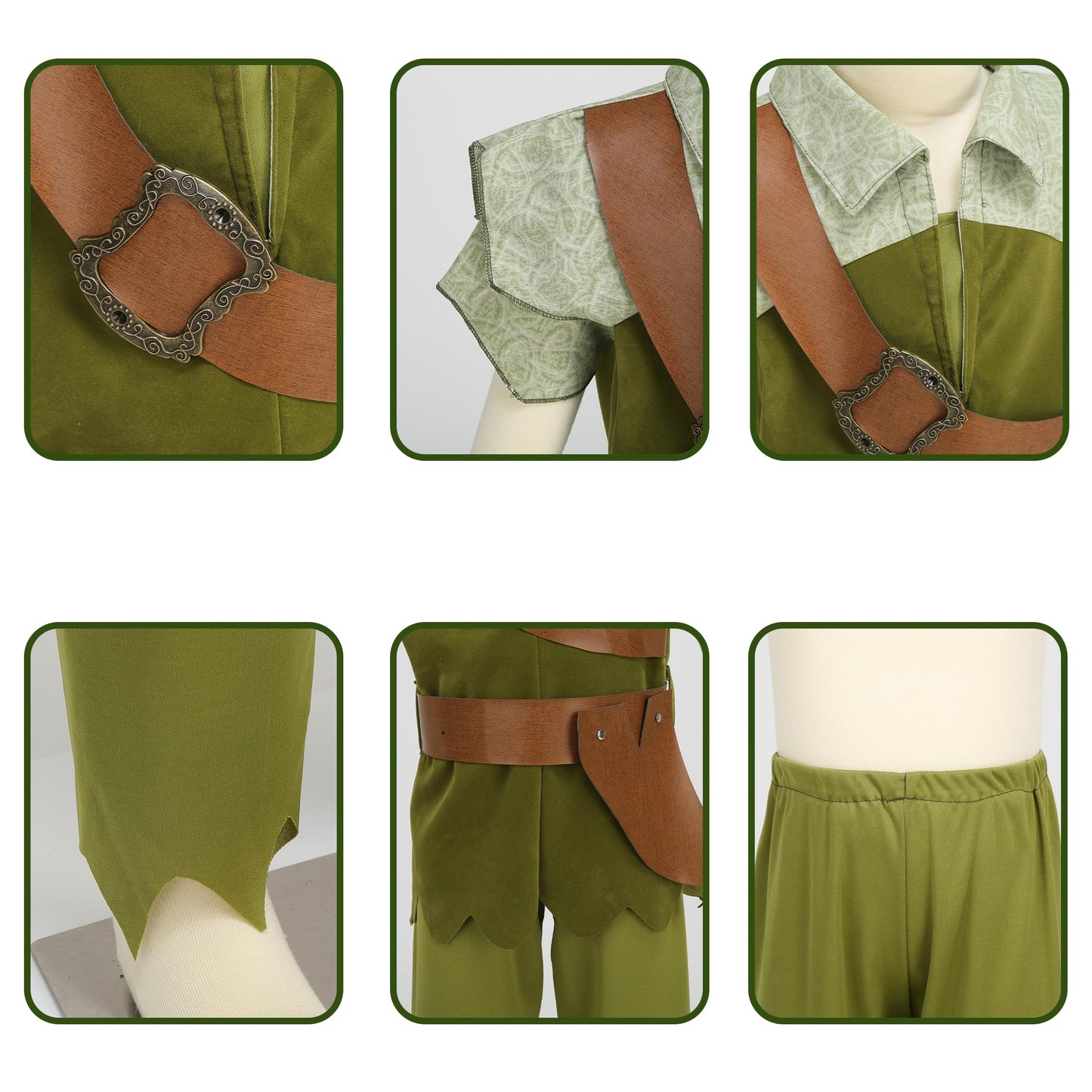 Kosgraiy Kids Peter Pan Costume Set,Boys and Girls Peter Pan Costume,Child Halloween Outfit,L/140