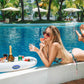 Feebria Inflatable Floating Drink Holder With 9 Large Capacity Drink Float For Pools & Hot Tub (White)