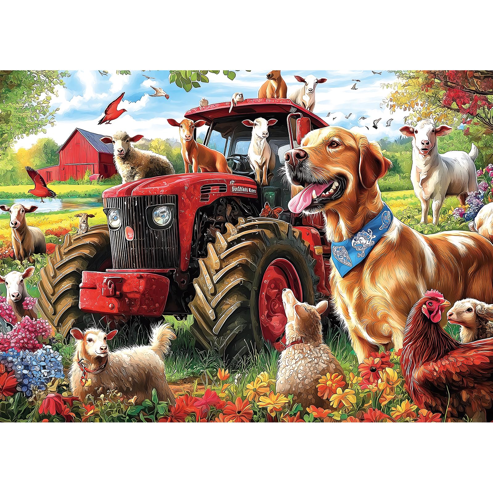 Miniwan 1000 Piece Farm Animals Jigsaw Puzzle - Classic Barnyard Scene, Challenging Adult Puzzle For Game Nights 27.5X19.7 Inch