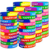 Neureyte 66 Pieces Birthday Rubber Bracelets(22 Styles),Colored Birthday Wristbands for Birthday Party Favors,Stretch Birthday R