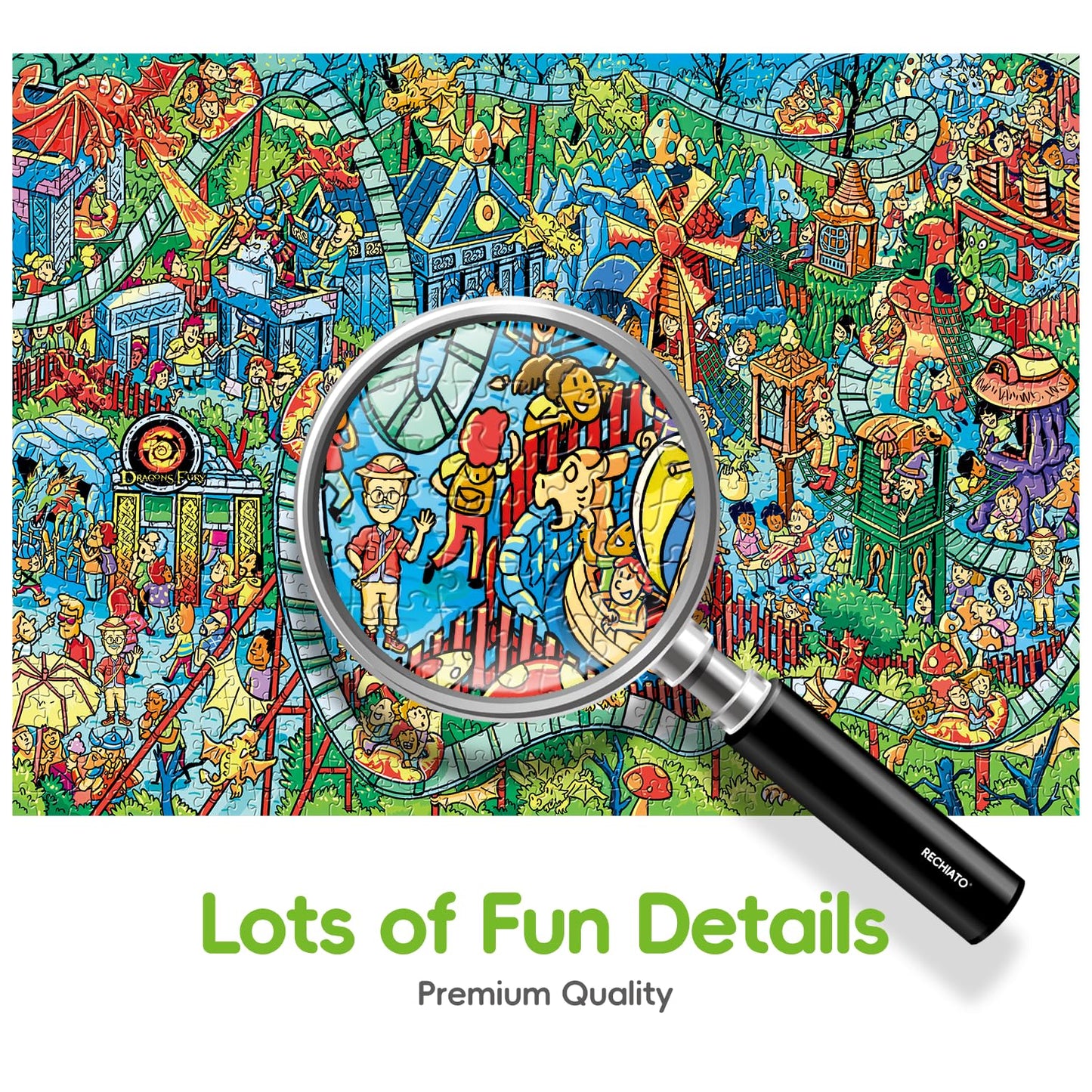 Jigsaw Puzzles For Adults, 1000 Pieces Dinosaur Park Puzzle, Cartoon Painting Challenging Puzzles For Family Activity Game Nights Gifts Fidget Stress Relief