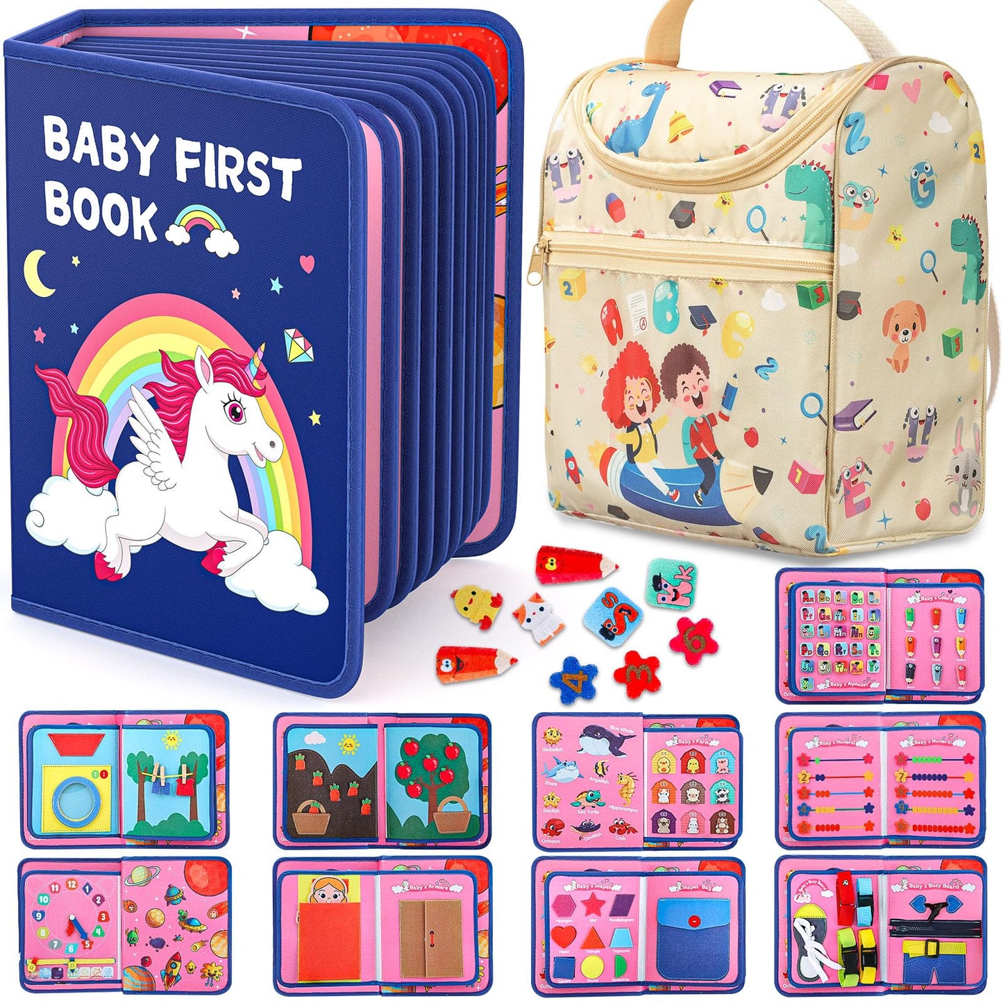 Fedonak 20 In 1 Montessori-Toys Busy Board For Toddlers 1-3, Busy Book For 1 2 3 Year Old Boy Girls Birthday Gift, Preschool Lea