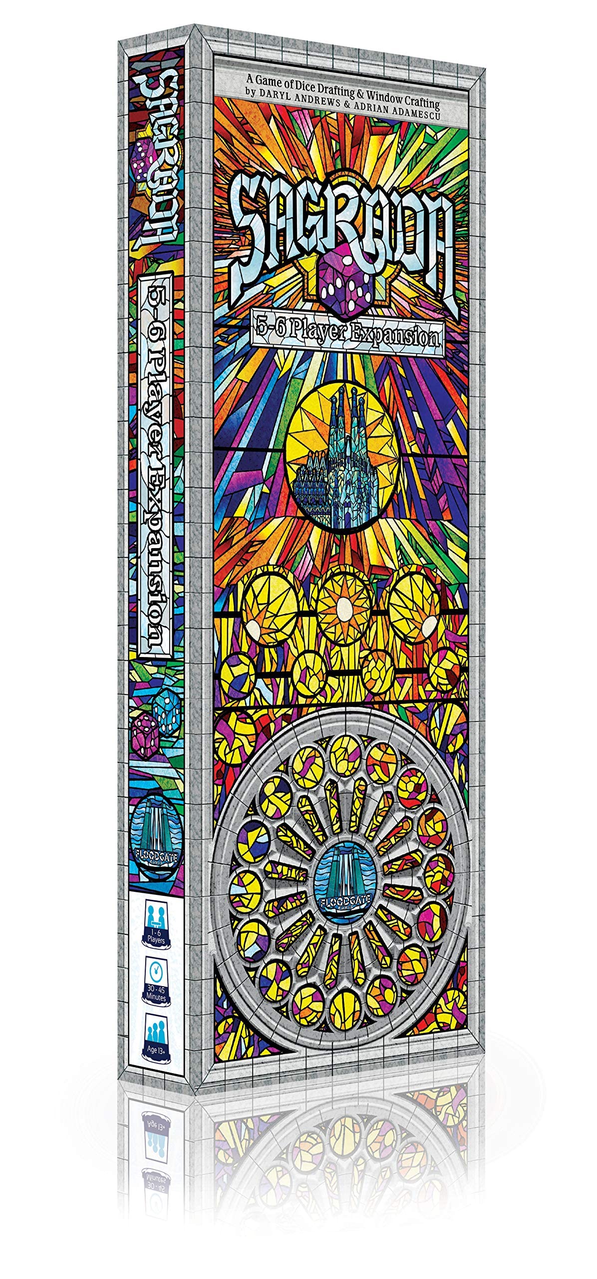 Floodgate Games Sagrada 5&6 Player Expansion - Cardboard Game in Yellow and Orange, Model SA02FGG