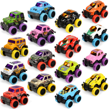 Neureyte 16 Pack Die-cast Mini Monster Truck for Boys and Girls,Pull Back Alloy Trucks Toy,Mini Pull Back Cars,Die-cast Race Car