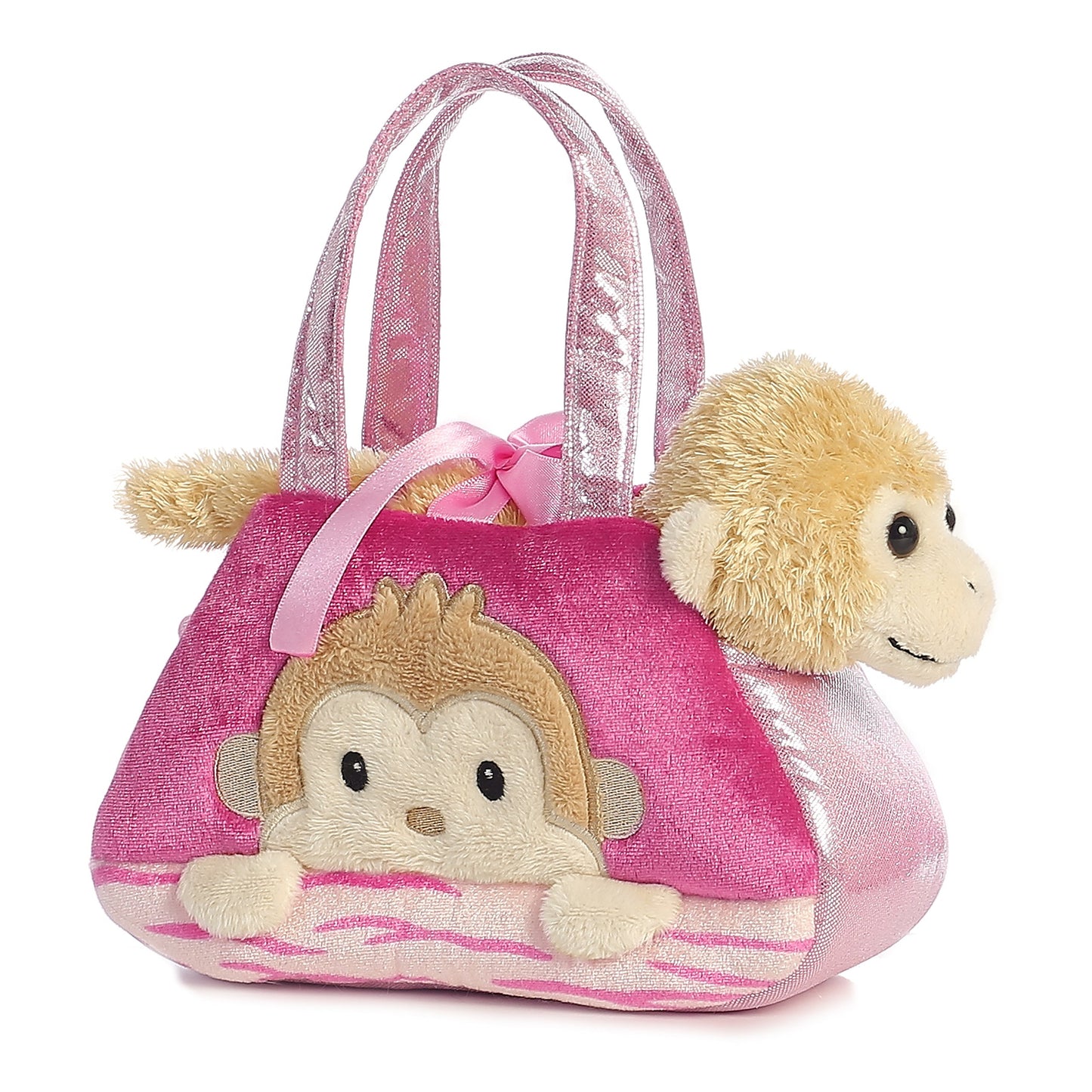 Aurora® Fashionable Fancy Pals™ Peek-A-Boo Monkey Stuffed Animal - On-The-Go Companions - Stylish Accessories - Multicolor 7 Inches