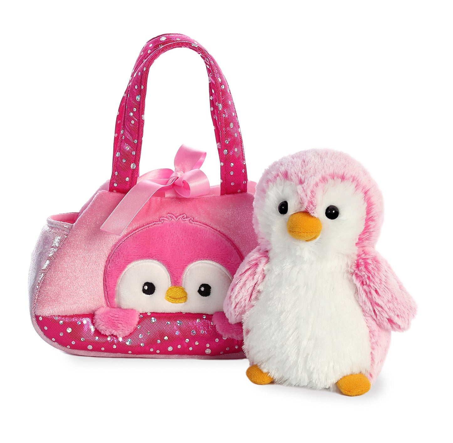 Aurora® Fashionable Fancy Pals™ Pompom Penguin™ Stuffed Animal - On-The-Go Companions - Stylish Accessories - Pink 7 Inches