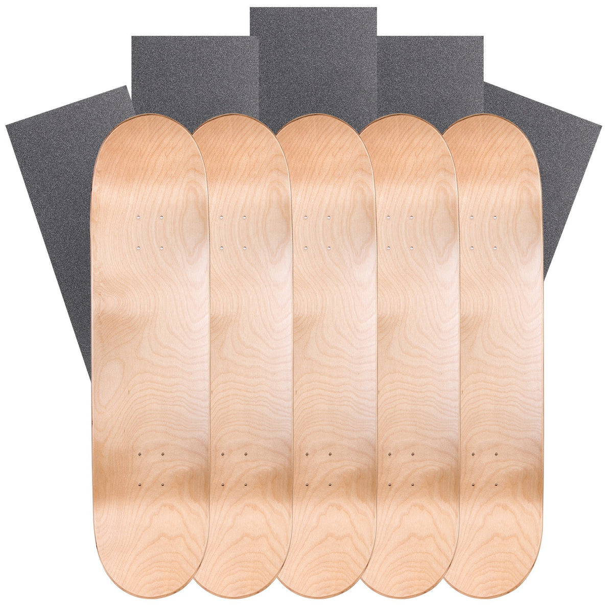 Cal 7 Blank Maple Skateboard Decks with Grip Tape (Bundle of 5) (Natural, 8)