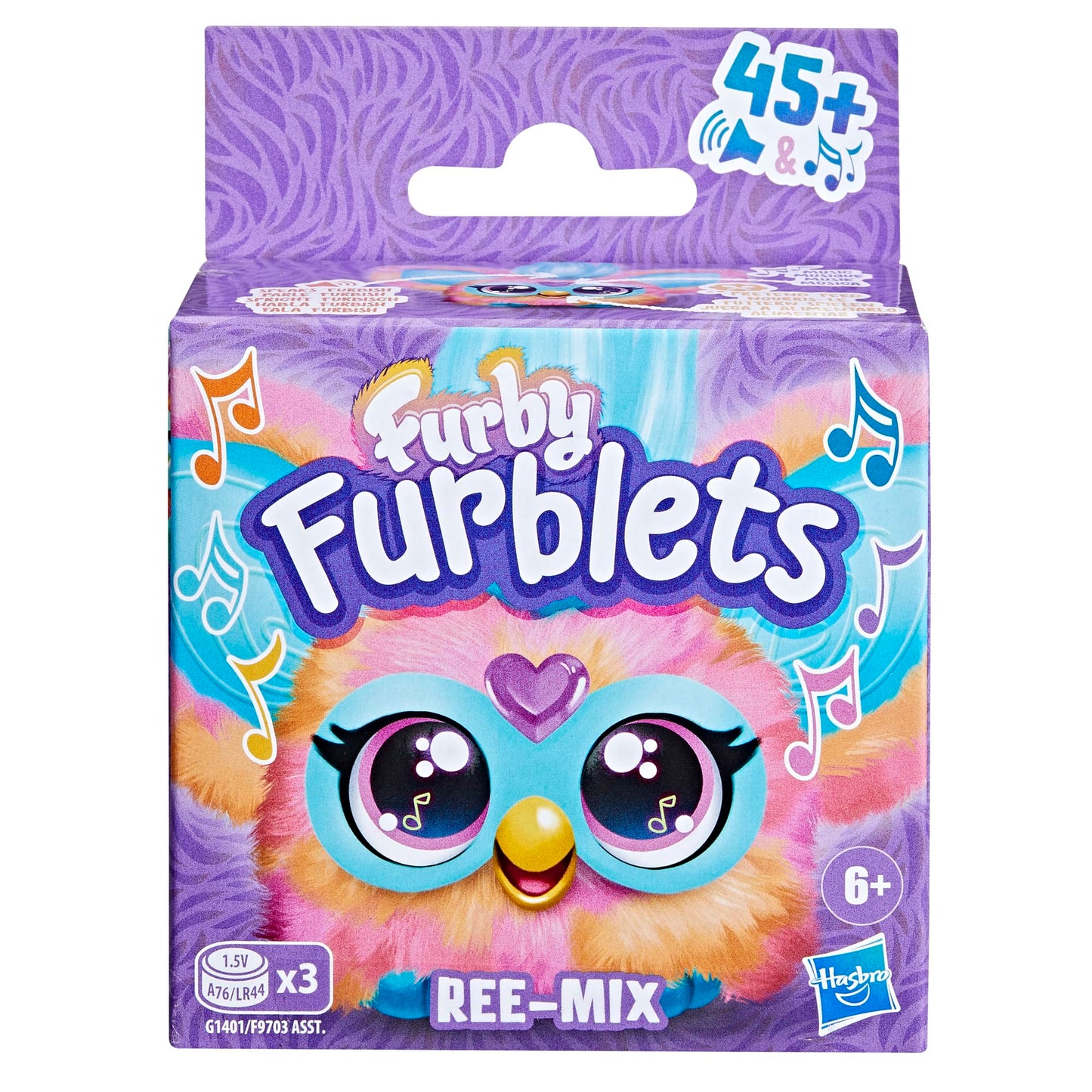 Furby Furblets Ree-Mix Mini Friend, 45+ Sounds & Music, Speaks Only Furbish, Electronic Plush Toys For 6 Year Olds & Up, Coral