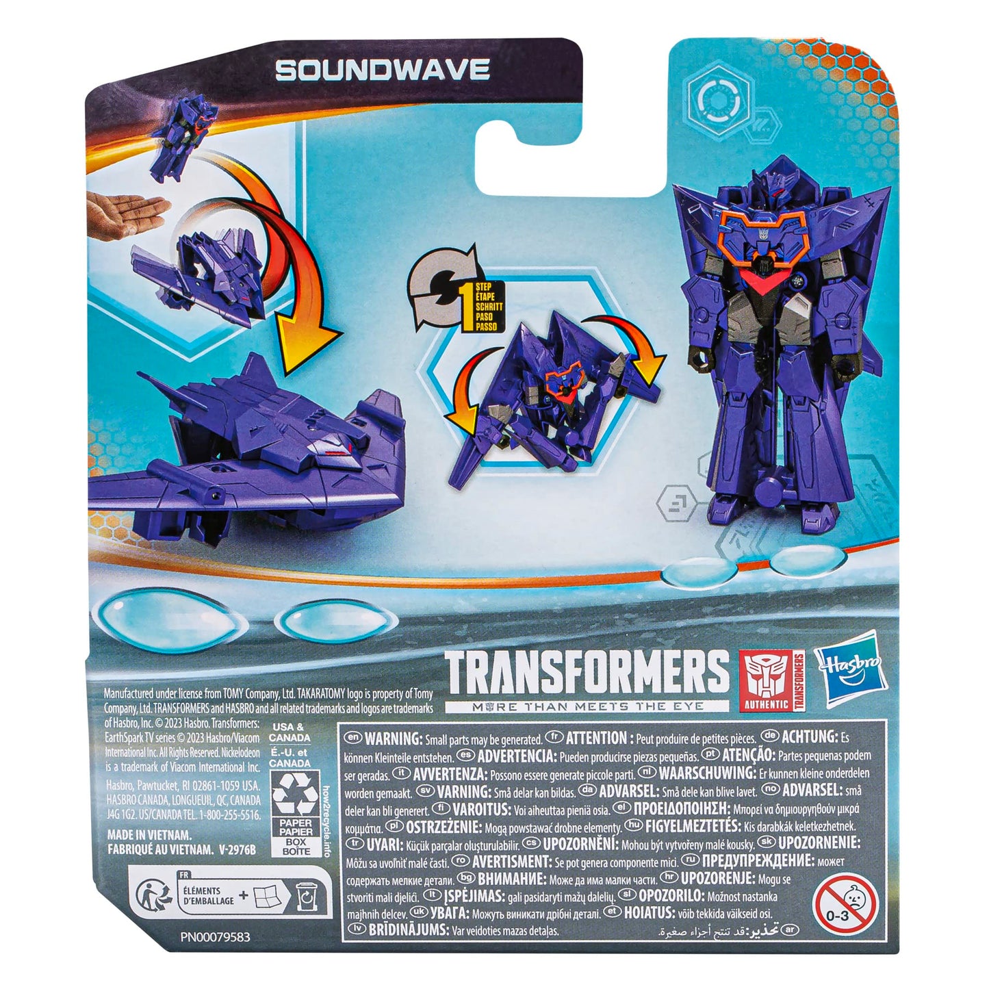 Transformers 1-Step Flip Changer Soundwave Action Figure, 4-Inch, Blue, Model F6714, Robot Toy for Ages 6 and Up