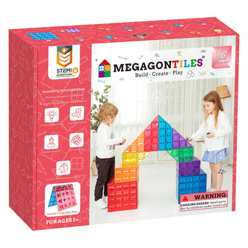 Megagontiles 162Pcs Premium Magnetic Tiles,Magnet Tiles,Stem Authenticated,Mega Magnet Tiles Set,Magnetic Blocks,Magnetic Toys,Magnetic Building Blocks,Magnetic Tile Toy,Boys Girls Age 3 4 5 6 7 8