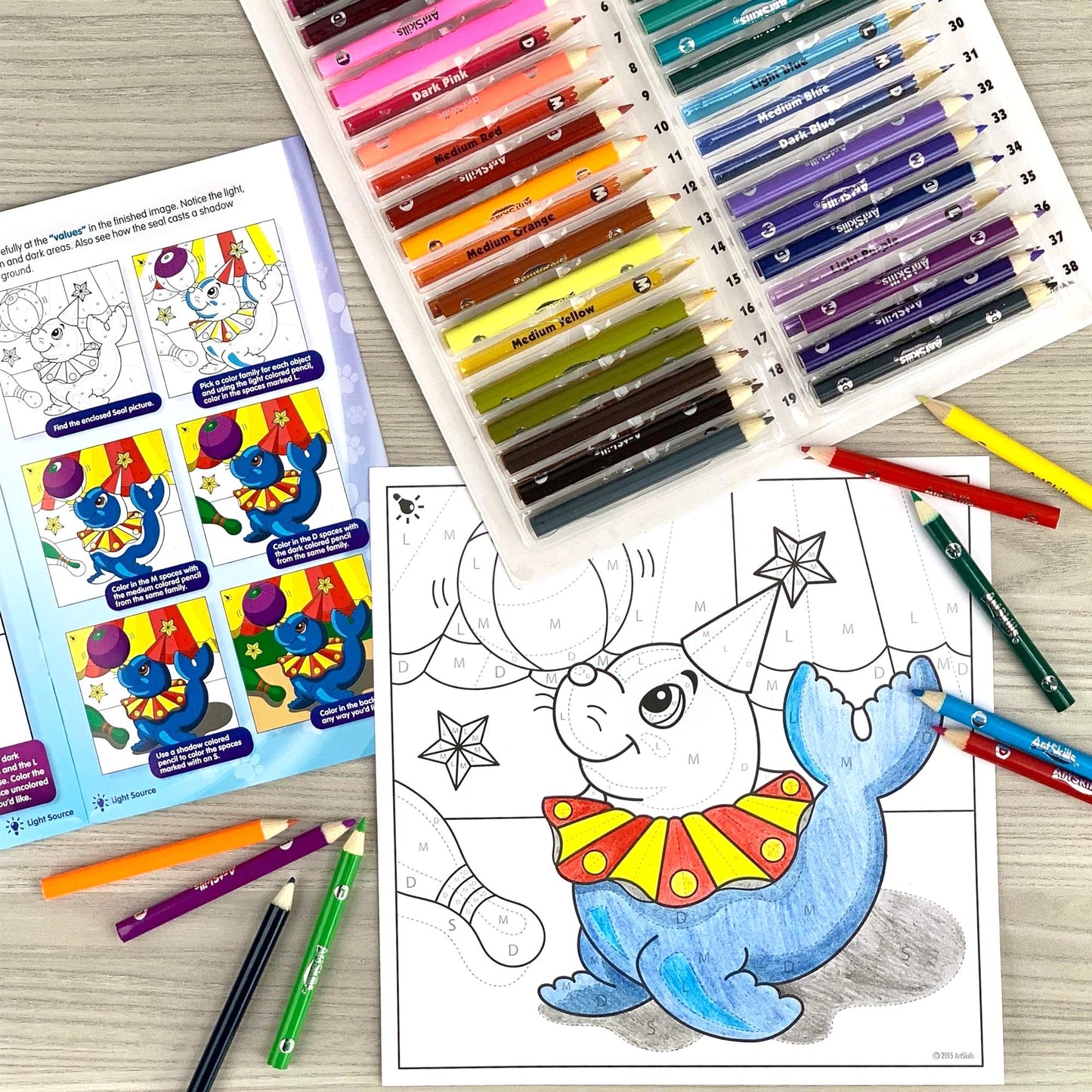 ArtSkills Color Shaders Colored Pencils 52 Piece Set, Multicolor, PA-2739