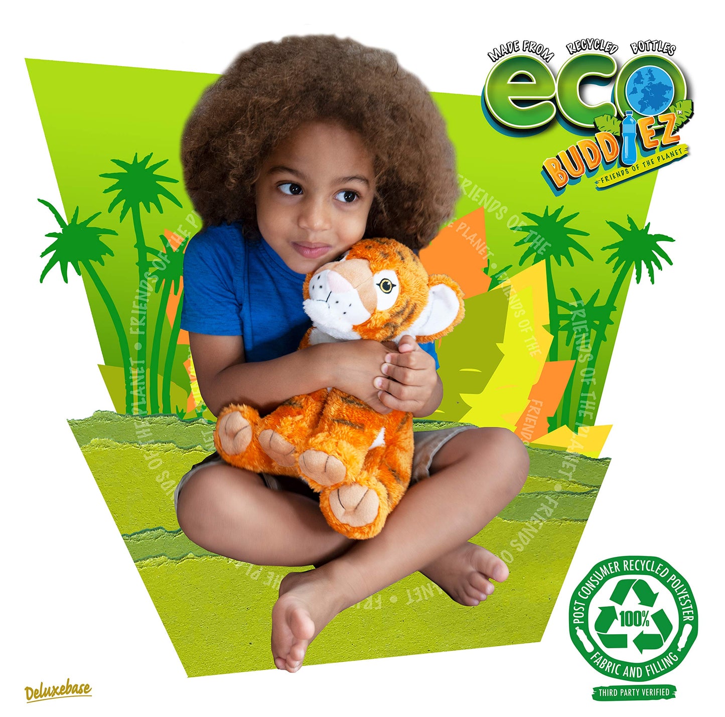 Ecobuddiez - Tiger From Deluxebase. 12 Inch Tiger Plush Toy. Eco Friendly Child Safe Tiger Stuffed Animal Made From Recycled Plastic Bottles.