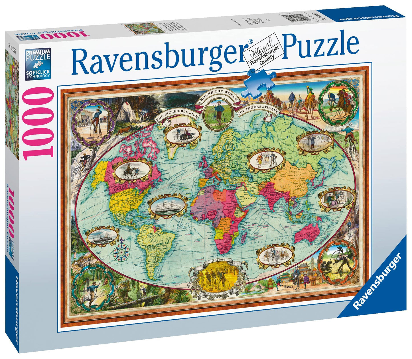 Ravensburger Bicycle Ride Around The World - 1000 Piece Jigsaw Puzzle For Adults | Unique Softclick Technology | Durable, Vibran
