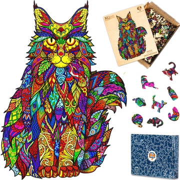 Wooden Jigsaw Puzzles For Adults Xl 330 Piece (18   X12.7   ) - Cat Wood Puzzle For Adults By The Puzzled Tree Unique Puzzles