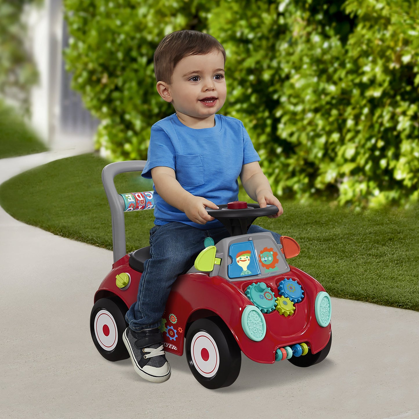 Radio Flyer Busy Buggy - Toddler Car Ride On, Large Red Plastic Toy for Ages 1-3, Model 603