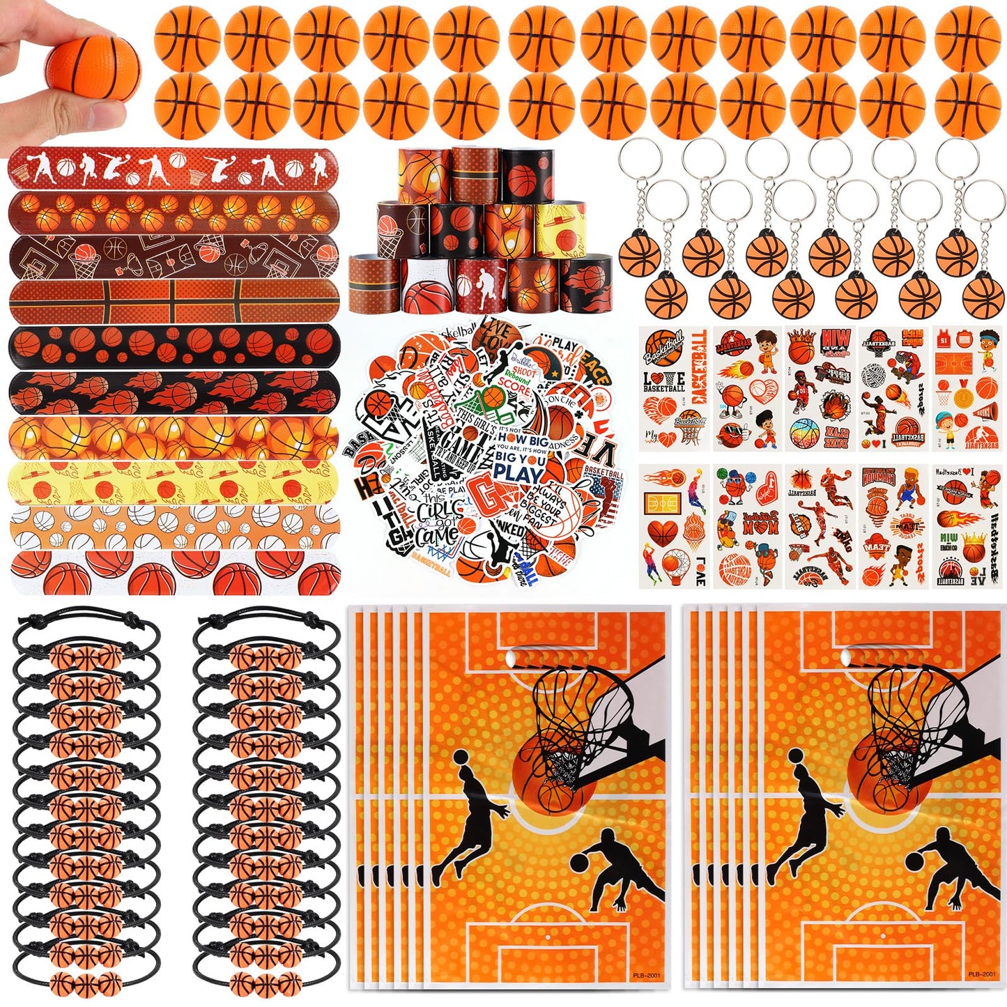 Kolewo4ever 295 Pieces Basketball Party Favors Supplies Set Bulk Sports Goodie Bag Fillers for Sports Party Gifts Bags (Basketba