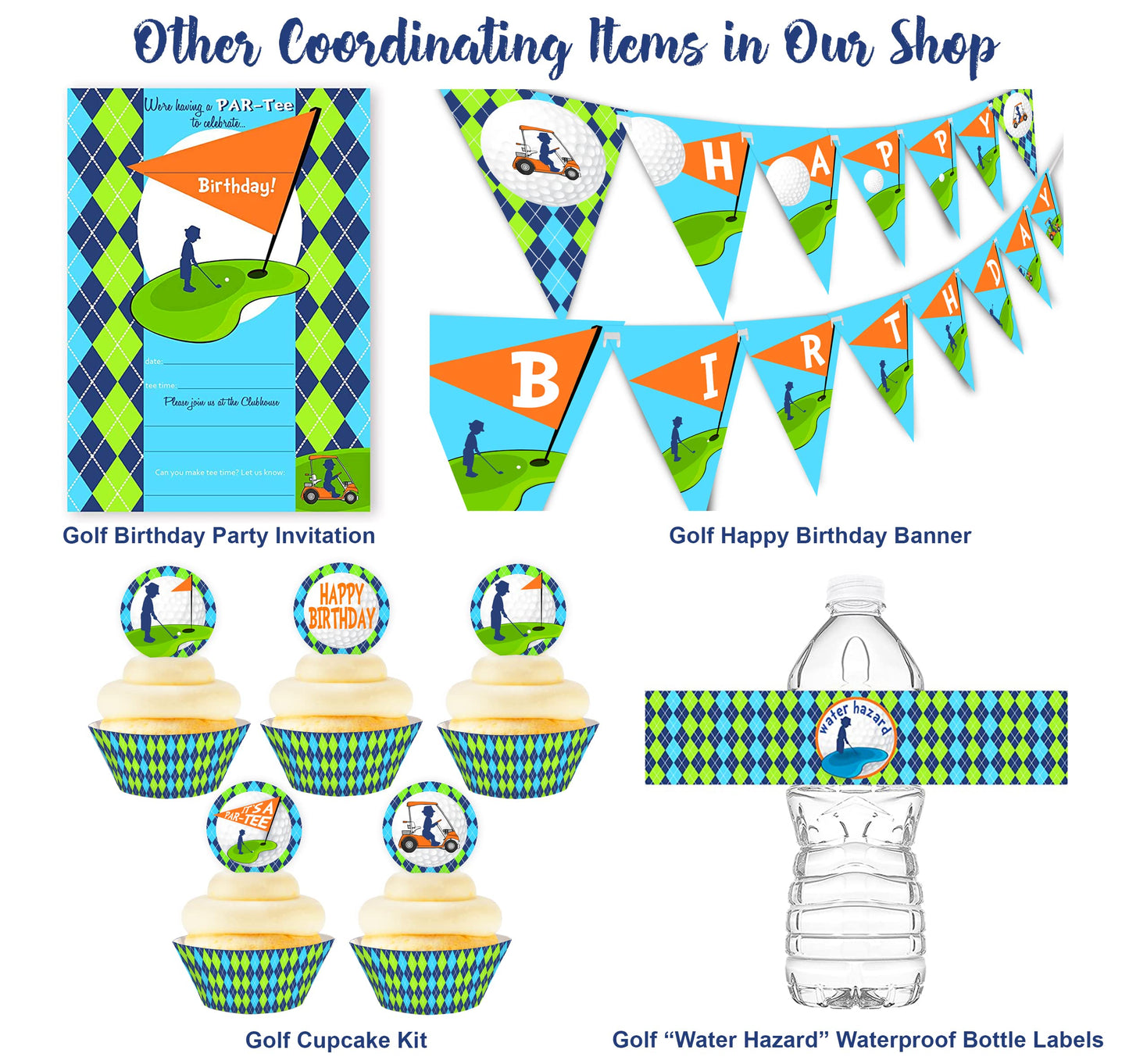 Golf Party Happy Birthday Banner Pennant