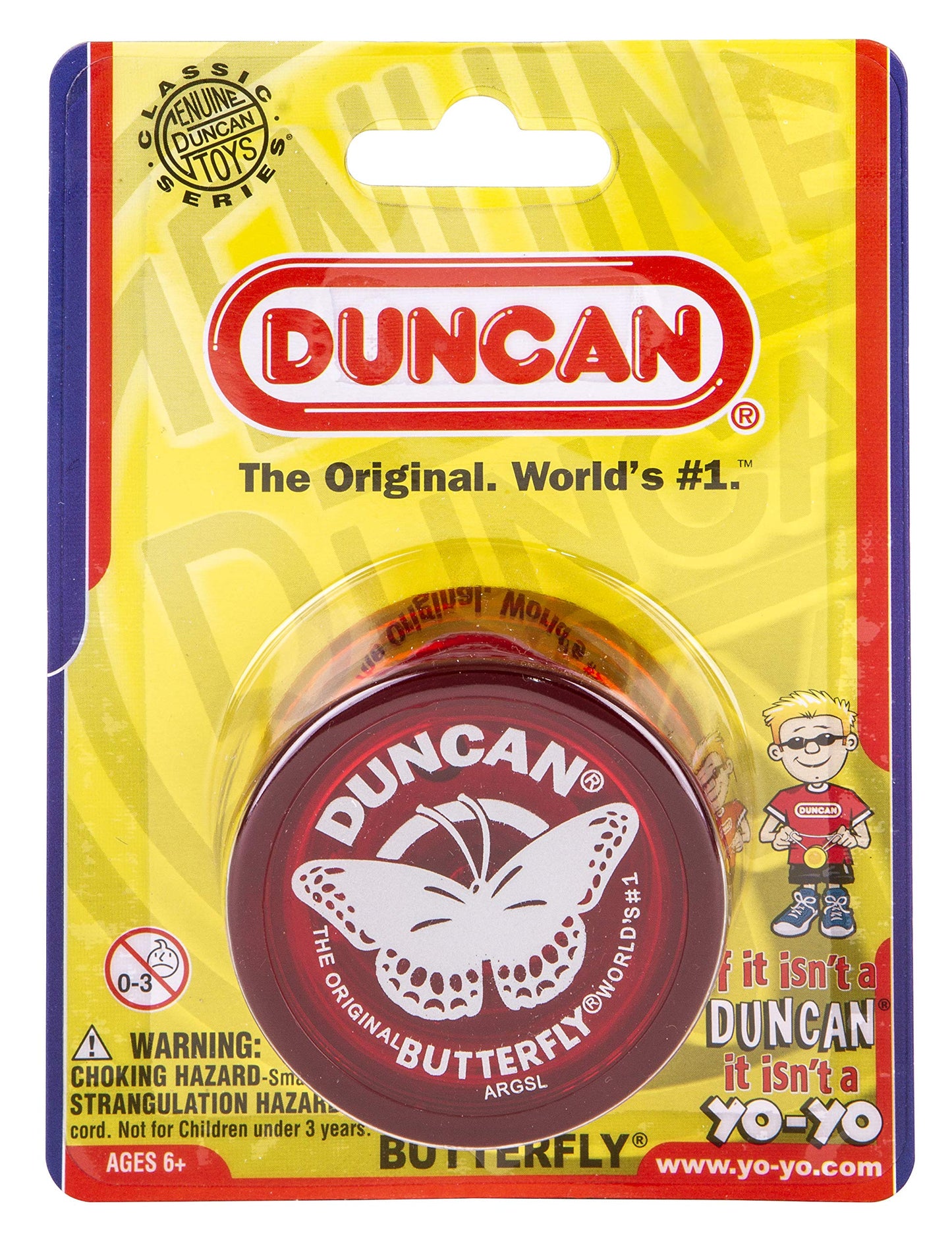 Duncan Toys Butterfly Yo-Yo, Beginner Yo-Yo With String, Steel Axle And Plastic Body, Red