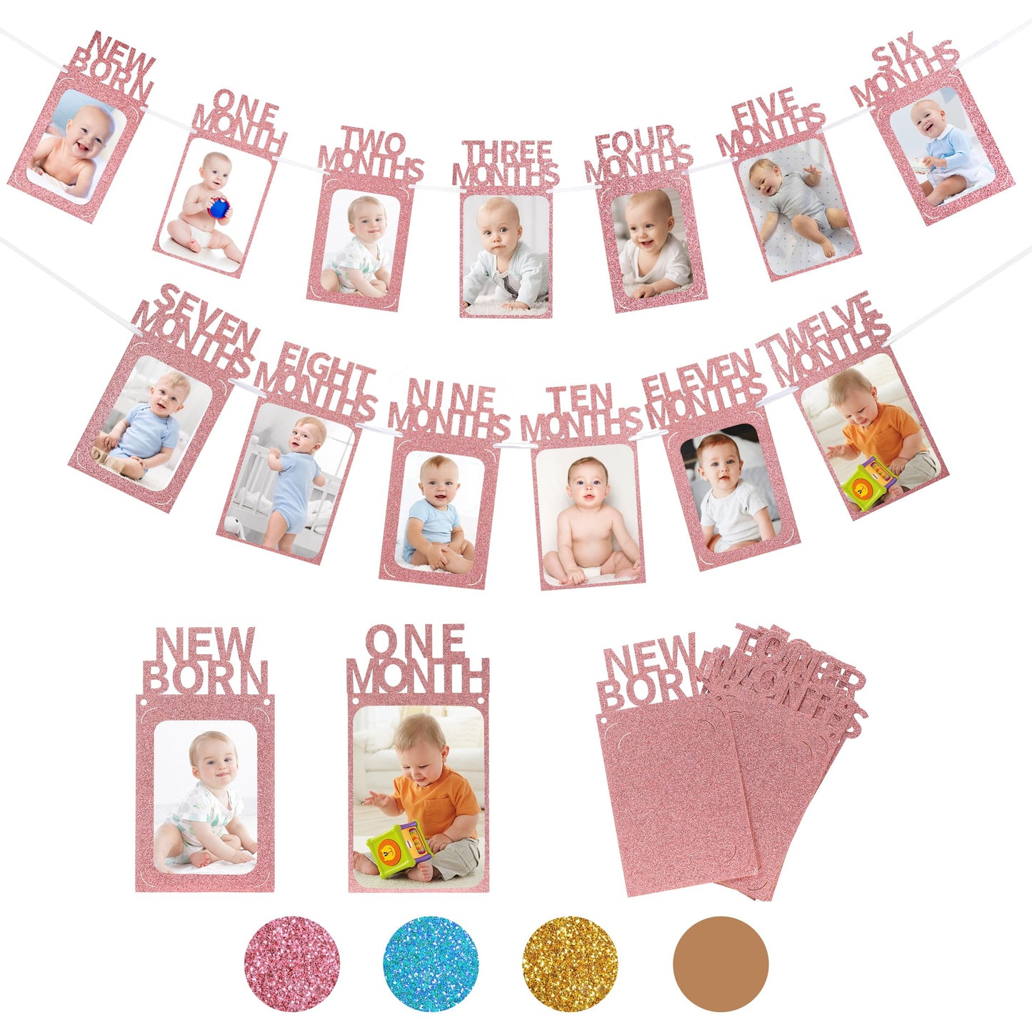 Crosize 1St Birthday Photo Banner Decorations For Baby From Newborn To 12 Months, Boy Or Girl Monthly Milestones Garland, One Ye