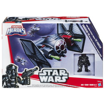 STAR WARS Galactic Heroes Tie Fighter with Pilot Action Figure, 8.56" Black, Model B3486AS0, Plastic