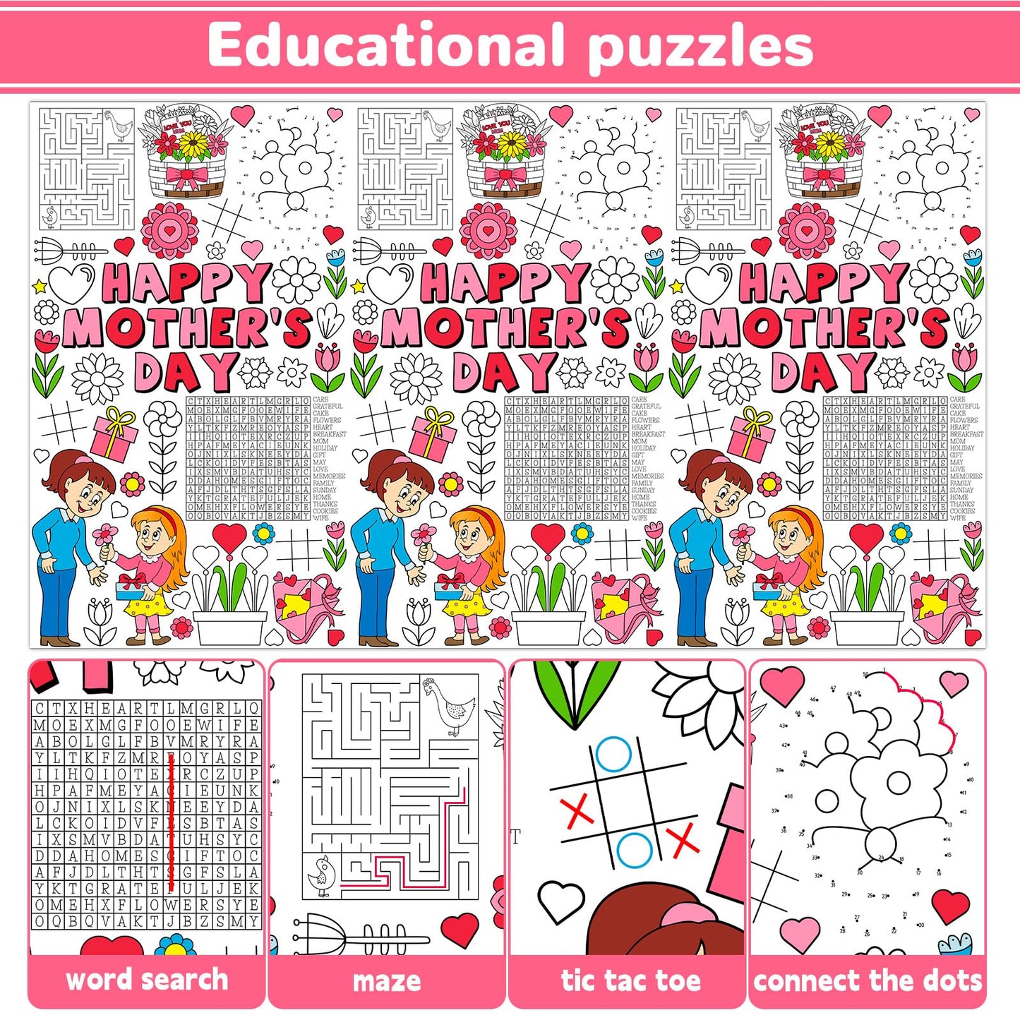 Qyeahkj Giant Paper Coloring Tablecloth For Kids Large Mothers Day Coloring Poster Table Cover Table Cloths For Classroom Birthd