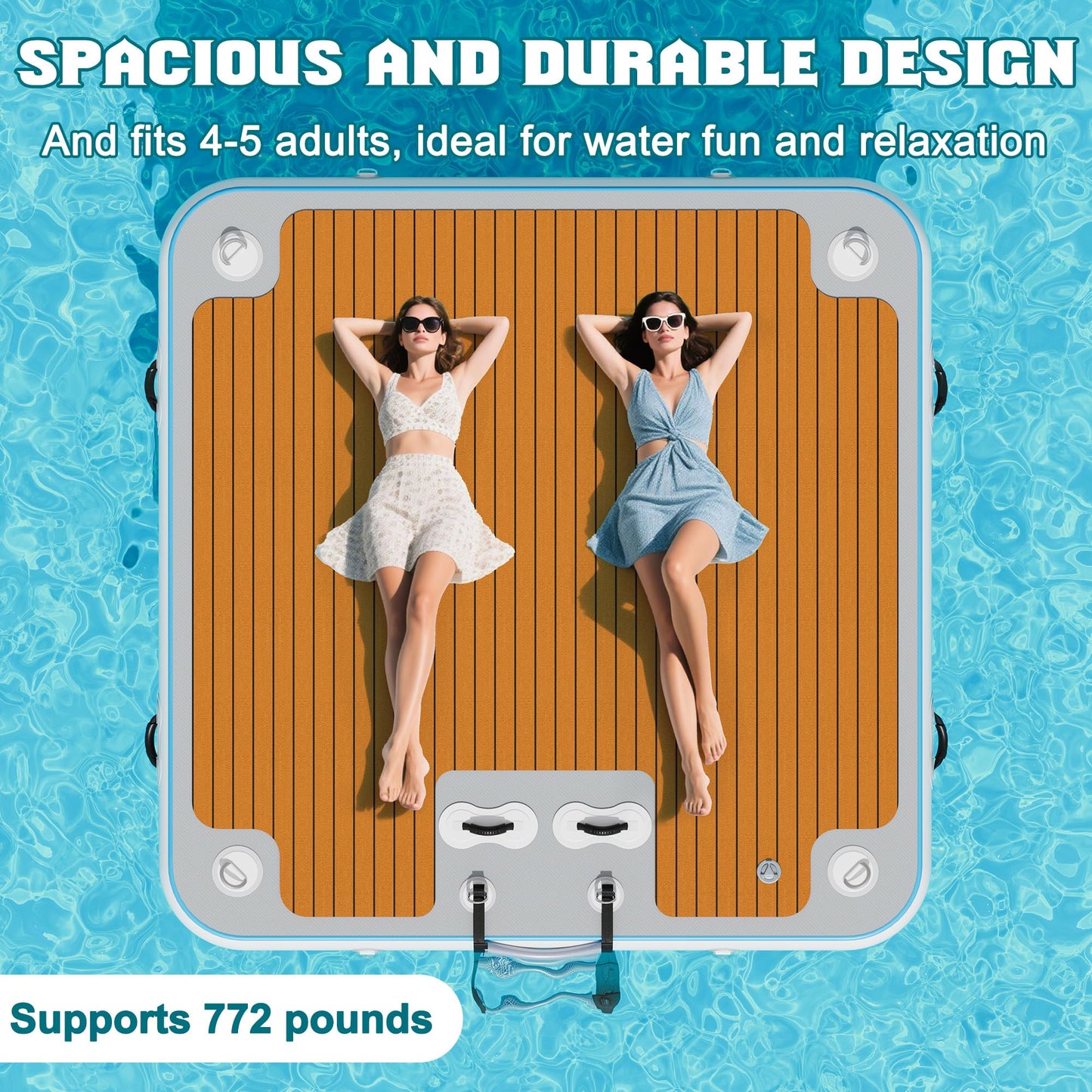 Specraft 7  7FT Inflatable Floating Dock, Non-Slip EVA Air Dock Platform loating Island Raft with Rope Ladder for Pool Lake Beac