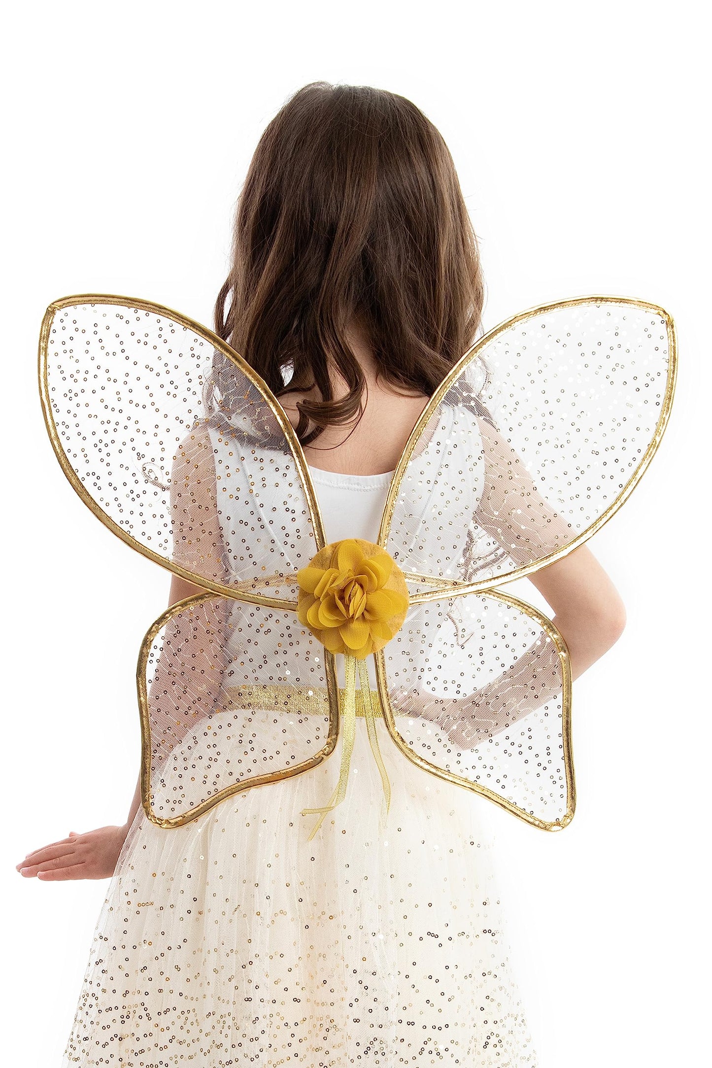 Little Adventures Shimmer Wings Costume Dress Up - Machine Washable Girl Pretend Play and Party Outfit (Gold)
