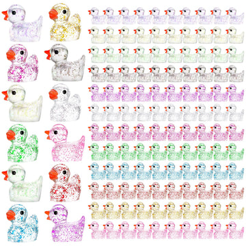Fuyamp 120 Mini Resin Duck Patterns,Colorful Mini Ducks,Mini Garden,Mini Cute Duck Decoration Patterns,Family Garden,Doll House 