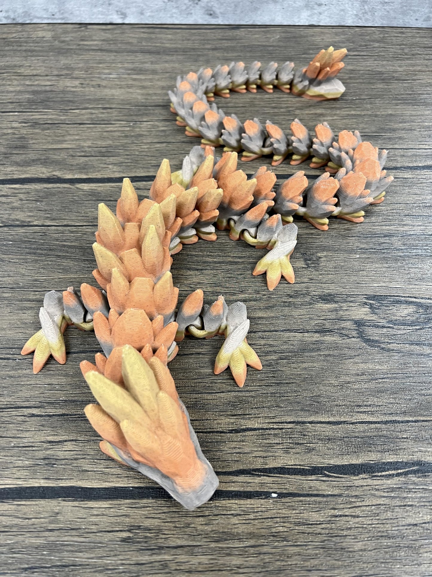 Munnygrubbers - Xl 26' Crystal Dragon Fidget Toy - Heavy Duty - 3D Printed Flexible Articulating Dragon Plastic Collectible Figurine - Surprise Egg Compatible - (Rainbow Marble Dragon)