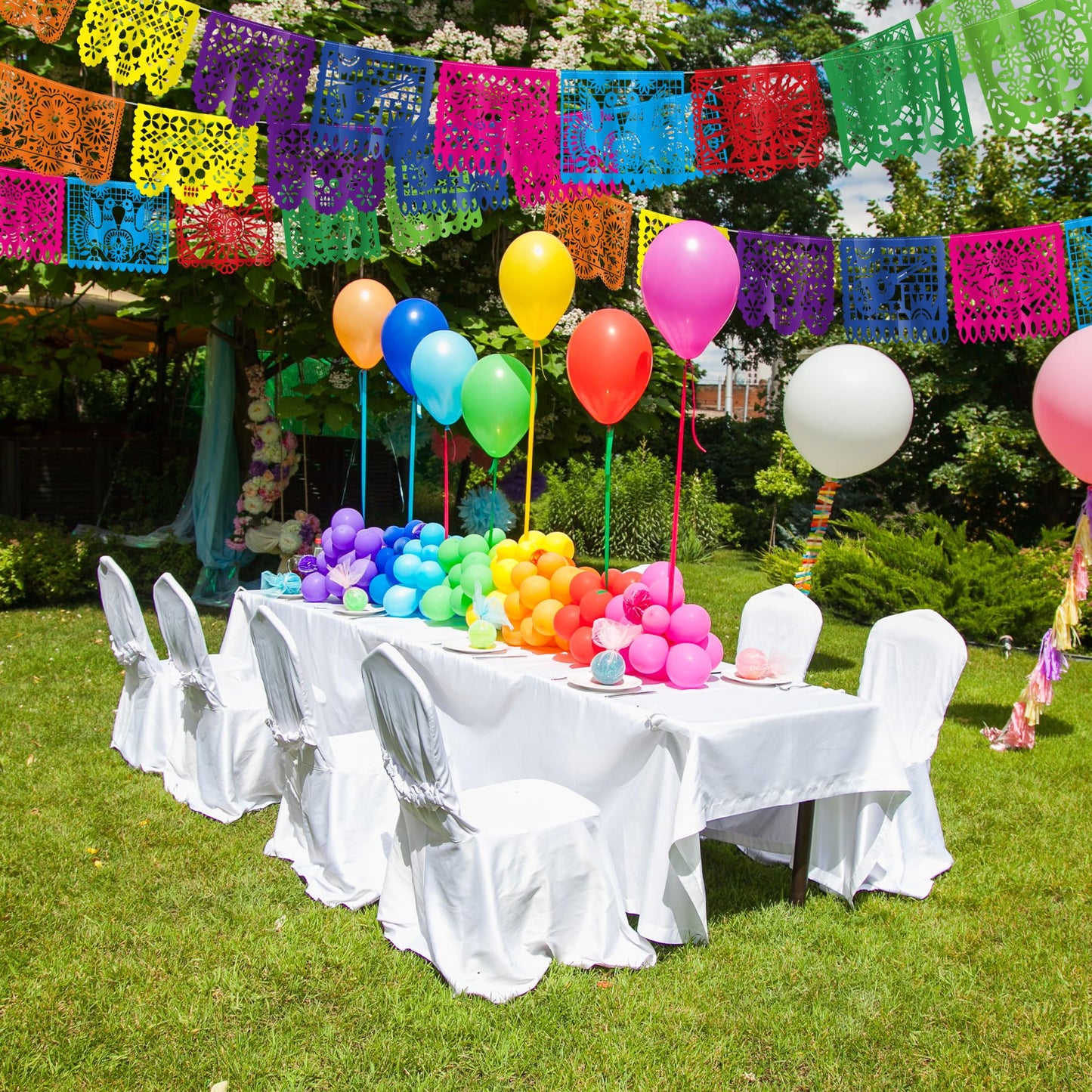 18 Ft Cinco De Mayo Party Decorations, 1 Pack Fiesta Banner With 9 Plastic Papel Picado, Colorful Mexican Theme Party Flag Banne