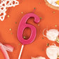 PHD CAKE 2.76 Inch Modern Red 6 Number Birthday Candles, Cake Candles for Party Celebration