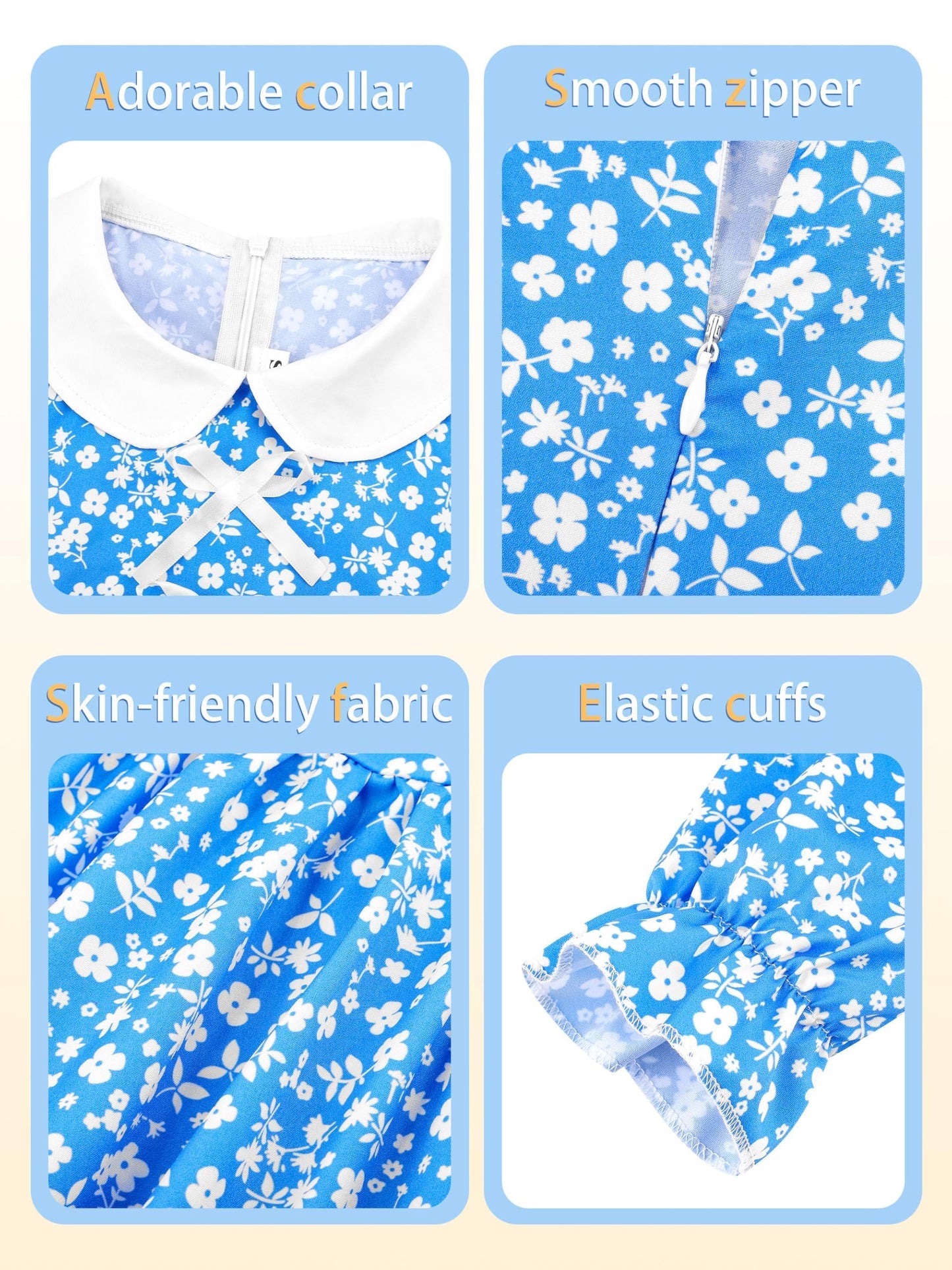 SOMSOC 5 Pack Colonial Girl Dress Costume Set Pioneer Floral Dress with Apron Bonnet Socks Flower Basket for Historical Play