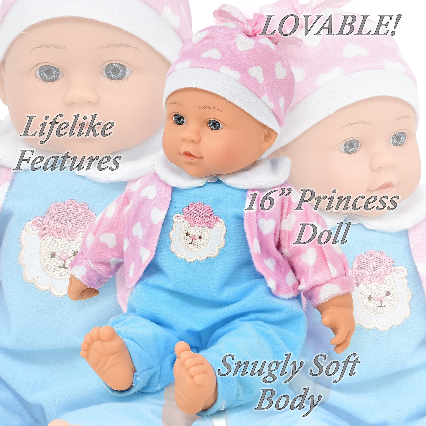 Dolls To Play My First Baby Doll Stroller Set, 16" Soft Body Baby Doll, Soft Pink, Ideal for Infants and Toddlers