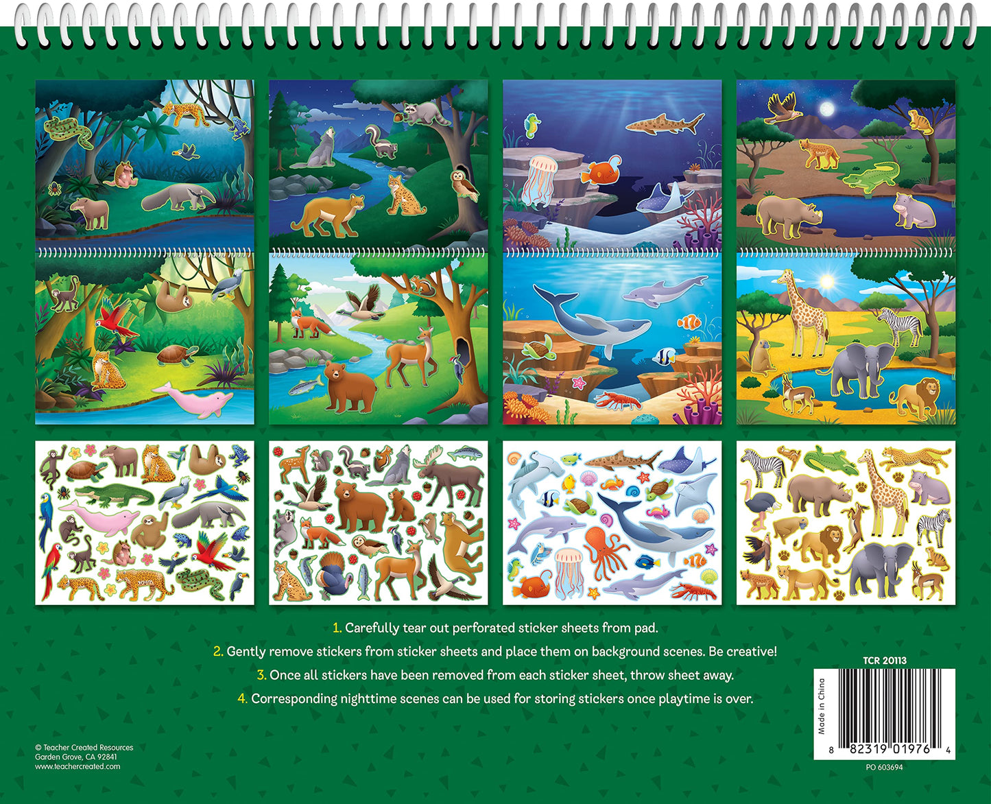 Teacher Created Resources Animal Habitats Reusable Sticker Pads - Model TCR20113 - Engaging Educational Fun for Kids