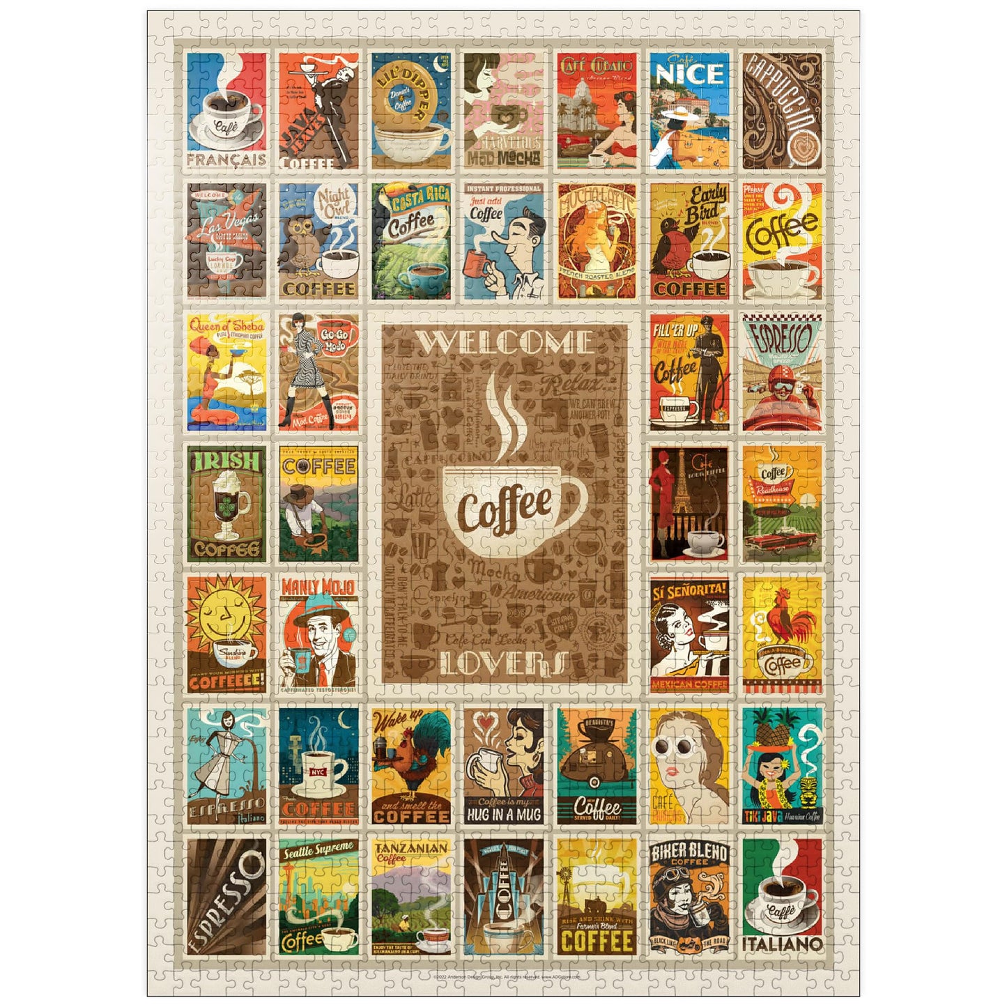 MyPuzzle Coffee Collection: Multi-Image Print  Vintage Poster - enhanced 1000 Piece Jigsaw Puzzle for mature-themeds