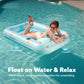 SLOOSH Inflatable Tanning Pool Lounger Float  70 x 46 Pool Floats mature-themed with Pillow  4 in 1 Suntan Tub Raft Floatie Sunbathing Bed Lounge for Water Blow Up Ball Pit Party Gifts  Blue Daisy